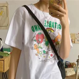 Vegetable Band Print Women T Shirt Harajuku Streetwear aesthetic Graphic Tee Cotton Short Sleeve Funny Female Tops Clothes