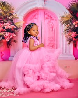 Luxury Pink Kids Birthday Dresses Beading Ruffles Flower Girl Dresses for Wedding Baby Girls Prom for Photoshoot