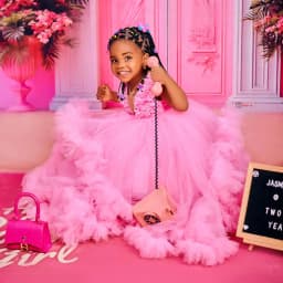Luxury Pink Kids Birthday Dresses Beading Ruffles Flower Girl Dresses for Wedding Baby Girls Prom for Photoshoot