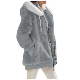 New Style Winter Fashion Women's Coat Casual Hooded Zipper Ladies Clothes Cashmere Women Fleece Jacket Solid Color Ladies Coats