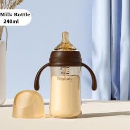High capacity 240ml/300ml Straw Cup PP Material 5CM Wide Neck Nursing Bottle Anti-Colic BPA Free Milk Bottle Baby Kids