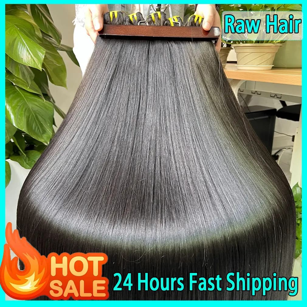 16A Raw Virgin Bone Straight 100% Human Hair Bundles Double Weft Unprocessed Vietnamese Hair Extensions 10-36 inch Natural Black