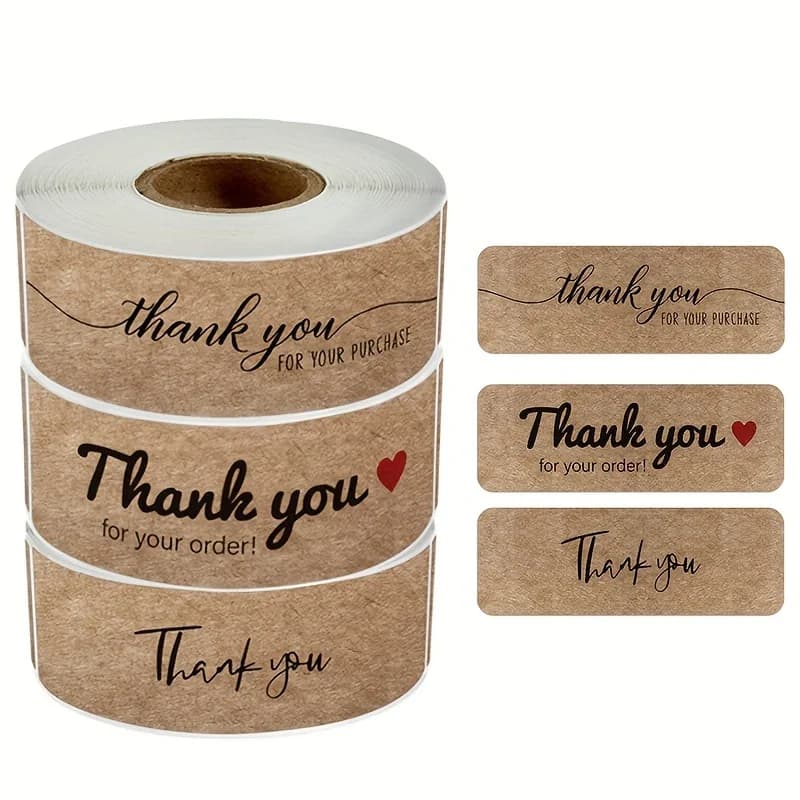 Hank You for Your Order Stickers Kraft Paper Sealing Stickers Rectangular Stickers for Shop Bakery Thank Customers Gifts