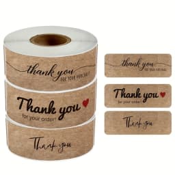 Hank You for Your Order Stickers Kraft Paper Sealing Stickers Rectangular Stickers for Shop Bakery Thank Customers Gifts