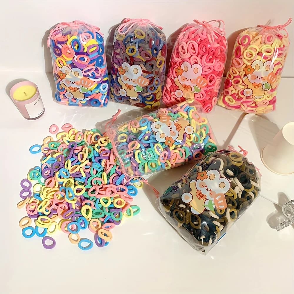 100 Pieces of Children's Cartoon Cute Rubber Bands for Girls to Tie Their Hair Without Damaging It Hair Ropes and Hair Ties.