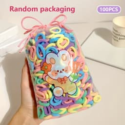 100 Pieces of Children's Cartoon Cute Rubber Bands for Girls to Tie Their Hair Without Damaging It Hair Ropes and Hair Ties.