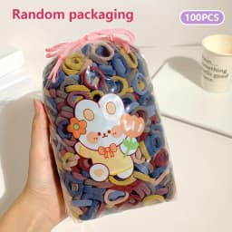 100 Pieces of Children's Cartoon Cute Rubber Bands for Girls to Tie Their Hair Without Damaging It Hair Ropes and Hair Ties.