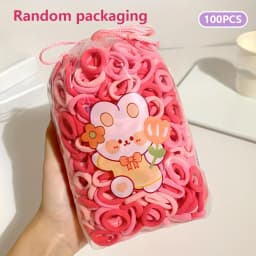100 Pieces of Children's Cartoon Cute Rubber Bands for Girls to Tie Their Hair Without Damaging It Hair Ropes and Hair Ties.