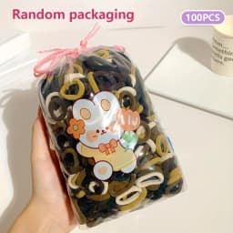 100 Pieces of Children's Cartoon Cute Rubber Bands for Girls to Tie Their Hair Without Damaging It Hair Ropes and Hair Ties.