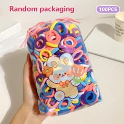 100 Pieces of Children's Cartoon Cute Rubber Bands for Girls to Tie Their Hair Without Damaging It Hair Ropes and Hair Ties.