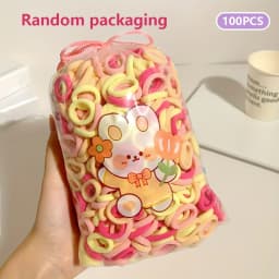 100 Pieces of Children's Cartoon Cute Rubber Bands for Girls to Tie Their Hair Without Damaging It Hair Ropes and Hair Ties.