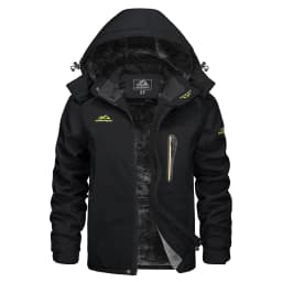 TACVASEN Men's Waterproof Ski Jacket Fleece Lining Warmth Parka Winter Snow Working Outdoors Hooded Coat Rain Shell Windbreaker