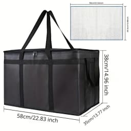 1 Set (Bag & Bottom), XXXL Large Capacity Reusable Warming Bag with Removable Hard Bottom, 3 Layers Insulated Pizza Delivery Bag