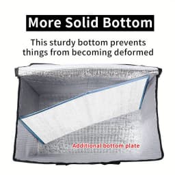 1 Set (Bag & Bottom), XXXL Large Capacity Reusable Warming Bag with Removable Hard Bottom, 3 Layers Insulated Pizza Delivery Bag