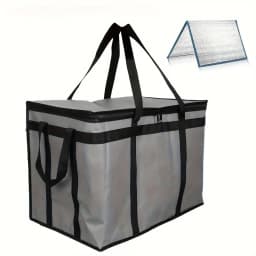1 Set (Bag & Bottom), XXXL Large Capacity Reusable Warming Bag with Removable Hard Bottom, 3 Layers Insulated Pizza Delivery Bag