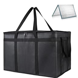 1 Set (Bag & Bottom), XXXL Large Capacity Reusable Warming Bag with Removable Hard Bottom, 3 Layers Insulated Pizza Delivery Bag