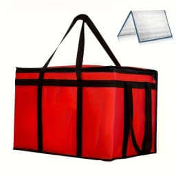 1 Set (Bag & Bottom), XXXL Large Capacity Reusable Warming Bag with Removable Hard Bottom, 3 Layers Insulated Pizza Delivery Bag