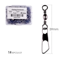 50Pcs/ Box Brass Barrel Fishing Swivel Solid Rings Fishing Pin Line Connector Fishhook with Interlock Snap Swivels Tackle Tool