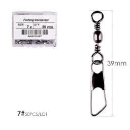 50Pcs/ Box Brass Barrel Fishing Swivel Solid Rings Fishing Pin Line Connector Fishhook with Interlock Snap Swivels Tackle Tool