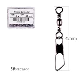 50Pcs/ Box Brass Barrel Fishing Swivel Solid Rings Fishing Pin Line Connector Fishhook with Interlock Snap Swivels Tackle Tool