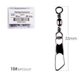 50Pcs/ Box Brass Barrel Fishing Swivel Solid Rings Fishing Pin Line Connector Fishhook with Interlock Snap Swivels Tackle Tool