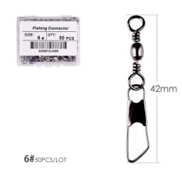 50Pcs/ Box Brass Barrel Fishing Swivel Solid Rings Fishing Pin Line Connector Fishhook with Interlock Snap Swivels Tackle Tool