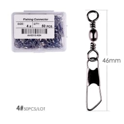 50Pcs/ Box Brass Barrel Fishing Swivel Solid Rings Fishing Pin Line Connector Fishhook with Interlock Snap Swivels Tackle Tool