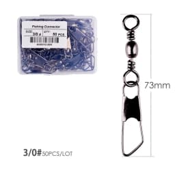 50Pcs/ Box Brass Barrel Fishing Swivel Solid Rings Fishing Pin Line Connector Fishhook with Interlock Snap Swivels Tackle Tool