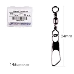 50Pcs/ Box Brass Barrel Fishing Swivel Solid Rings Fishing Pin Line Connector Fishhook with Interlock Snap Swivels Tackle Tool