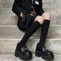Black White Long Socks Stockings Women JK Japan Style Solid Color Thigh High Stockings High School Girls Striped Knee High Socks