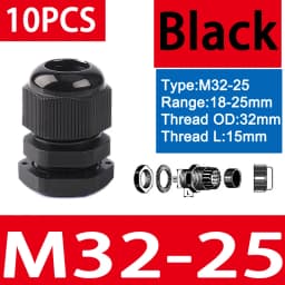 10PCS Waterproof Cable Gland M8 M12 M16 M20 M25 M32 M40 Black Plastic Seal Joint Nylon IP68 White Cable Fixing Nylon Connector