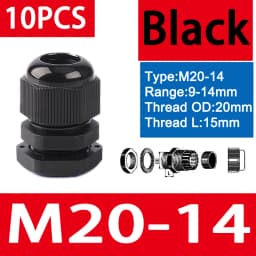 10PCS Waterproof Cable Gland M8 M12 M16 M20 M25 M32 M40 Black Plastic Seal Joint Nylon IP68 White Cable Fixing Nylon Connector