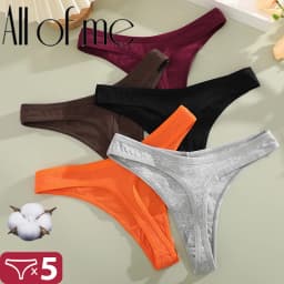 5Pcs/set Low-Rise Waist Panties Sexy G-string Cotton Seamless High Elasticity Underpants Solid Color Breathable Lady Underwear