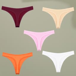 5Pcs/set Low-Rise Waist Panties Sexy G-string Cotton Seamless High Elasticity Underpants Solid Color Breathable Lady Underwear