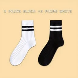 2/6 Pairs Men Medium Length Socks Simple Versatile Casual Black White Striped Breathable High-Quality Casual Round Neck Socks