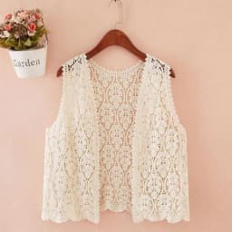 Boho Crochet Knit Vest for Women Cover Up Floral Embroidery Sleeveless Open Front Cardigan Tops Summer Vacation Outfit