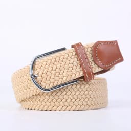 Unisex Elastic Fabric Woven Casual Women Pin Buckle Expandable Braided Stretch Canvas Stylish Leisure Belts for Men