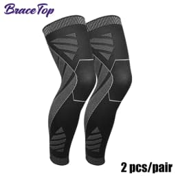 BraceTop Long Leg Compression Sleeves,Full Leg Sleeve Long Knee Brace Knee Support Protect Basketball,Football, Knee Pain Relief