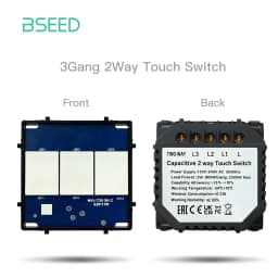 BSEED Wall Touch Switch 1/2/3Gang 1/2Way Light Switch Dimmer Function Parts Glass Panel Frames EU Wall Sockets DIY Parts White