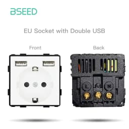 BSEED Wall Touch Switch 1/2/3Gang 1/2Way Light Switch Dimmer Function Parts Glass Panel Frames EU Wall Sockets DIY Parts White