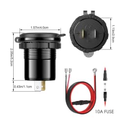 45W Type-C PD QC3.0 USB Car Charger Socket 12V 24V Fast Charge Voltmeter Switch Alloy Shell for Auto Truck Boat RV Bus Motor