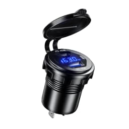 45W Type-C PD QC3.0 USB Car Charger Socket 12V 24V Fast Charge Voltmeter Switch Alloy Shell for Auto Truck Boat RV Bus Motor