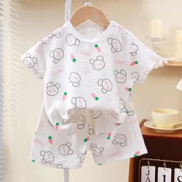Summer Children Clothes Pajama Set Soft Solid Color Comfortable Clothing Kids Girls Boys Pajamas Sleepwear
