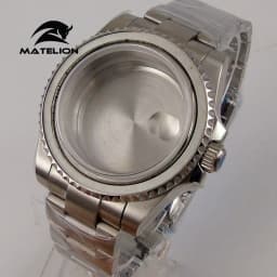 Matelion 20ATM Dive 40mm SUB Case Fit NH35 NH34 GMT ETA 2824 PT5000 Watch Case Steel Bracelet Sapphire 120 Clicks Sliding Buckle