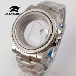 Matelion 20ATM Dive 40mm SUB Case Fit NH35 NH34 GMT ETA 2824 PT5000 Watch Case Steel Bracelet Sapphire 120 Clicks Sliding Buckle
