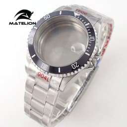 Matelion 20ATM Dive 40mm SUB Case Fit NH35 NH34 GMT ETA 2824 PT5000 Watch Case Steel Bracelet Sapphire 120 Clicks Sliding Buckle