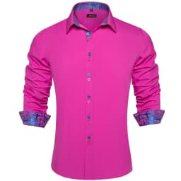 Men's Polyester Cotton Solid Black Shirts Long Sleeve Blue Paisley Patchwork Social Casual Dress Shirt Elegant Men Clothing