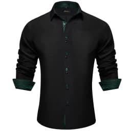 Men's Polyester Cotton Solid Black Shirts Long Sleeve Blue Paisley Patchwork Social Casual Dress Shirt Elegant Men Clothing