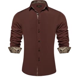 Men's Polyester Cotton Solid Black Shirts Long Sleeve Blue Paisley Patchwork Social Casual Dress Shirt Elegant Men Clothing
