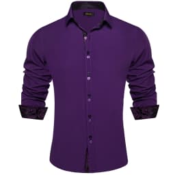 Men's Polyester Cotton Solid Black Shirts Long Sleeve Blue Paisley Patchwork Social Casual Dress Shirt Elegant Men Clothing